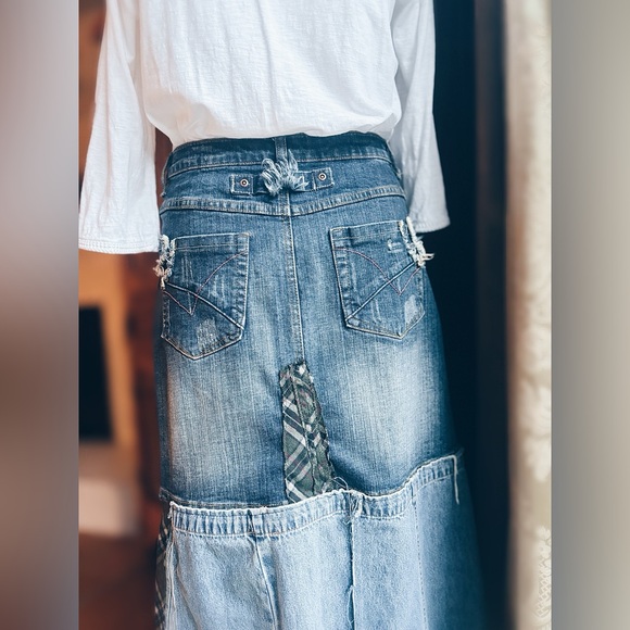 Skirt Maxi  Denim ALL PATCHED DENIM MAXI & BEADED TOP - Picture 10 of 15